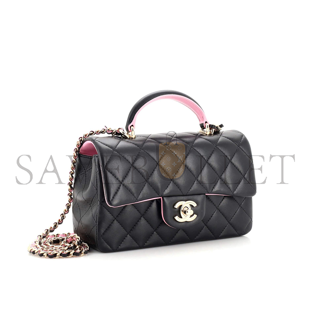 CHANEL MASTER CLASSIC SINGLE FLAP TOP HANDLE BAG QUILTED LAMBSKIN MINI (17.2*10*3.3cm)